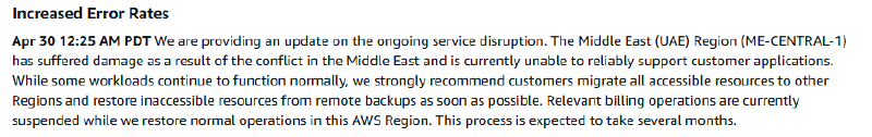 Aggiornamento AWS del 30 aprile